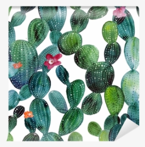 Cactus Pattern In Watercolor Style Wall Mural • Pixers® - Watercolor Repeating Cactus Pattern