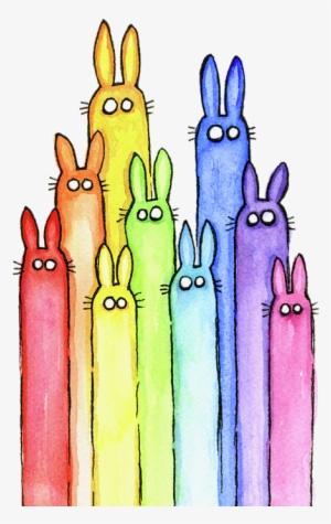 Rabbits Watercolor Rainbow