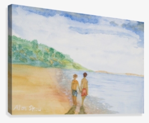 Couple Beachwalking - Painting
