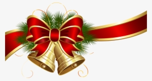Transparent Christmas Bells With Red Bow Clipart Png - Merry Christmas Bells Png