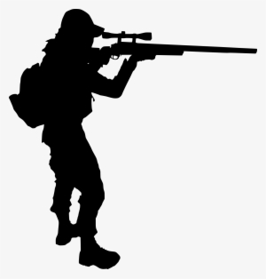 Png File Size - Silhouette Of Army Person Shooting
