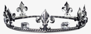 Mens Fleur De Lis Crystal Crown - Silver