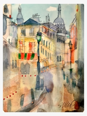 Original Watercolor Painting On Caslon Paper, Cityscapes - Painting