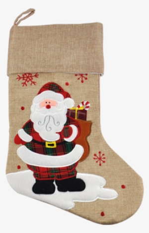 Modern Santa Stocking - Country Silk Rustic Country Style Christmas Holiday