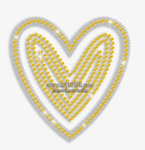 Yellow Heart Shape Iron On Sequin Transfer For Women - Heart