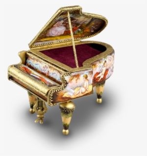 Vintage Enamel And Gilt Metal Grand Piano Musical Box - Piano