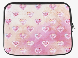 Vintage Pink Hearts With Love Words Macbook Pro 13'' - Heart