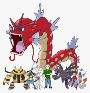 Created To Bedestroyed Requested That I Drew His Team - Red Gyarados And Trainer