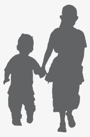 Two Kids Walking Holding Hands Grey - Child