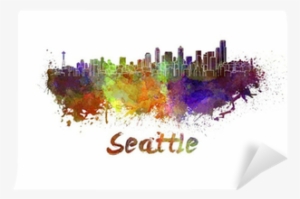 Giclee Painting: Seattle Splatter Skyline, 44x56in.