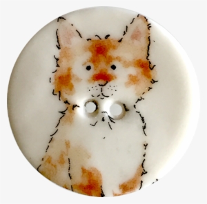 Orange Tabby Two, Wide Awake Cat Porcelain Button 1-1/8" - Cat