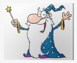 Wizard Waving And Cape Holding A Magic Wand Canvas - Cartoon Picture Of Wizard