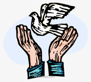 Hands Releasing A Peace Dove Royalty Free Vector Clip - Freeing Clipart