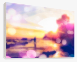 Summer Beach With Sunset Sky And Beautiful Bokeh Light - Canvas Print