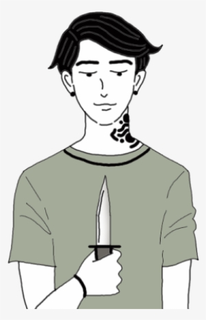 Knife, Dagger And Weapons - Person Holding A Knife Drawing
