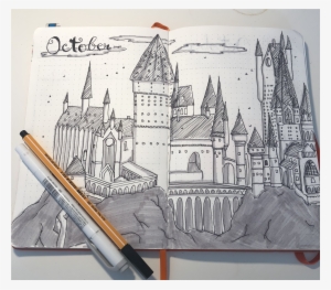 Hogwarts October Titlepage - Sketch