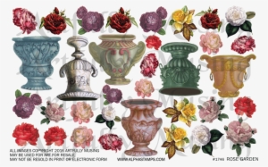 This Half Sheet Is Filled With Urns & Roses - Garden Roses