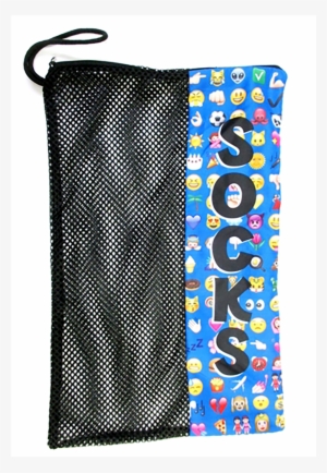 Confetti And Friends Emoji Sock Bag - Gilbin Matching Mesh Laundry Or Sock Bag I Blue Emoji