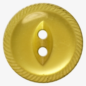 Button With Incised Border And Almond-shaped Center, - Yellow Button Transparent