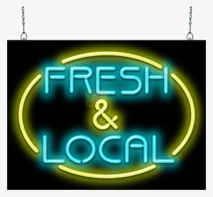 Fresh & Local With Round Border Neon Sign - Neon Sign