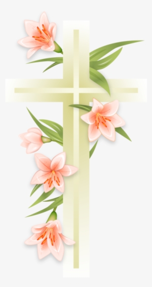 Easter Pascal Cross With Lily Flowers Vector Illustration - Flower