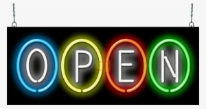 Open Neon Sign With Circle Borders - Neon