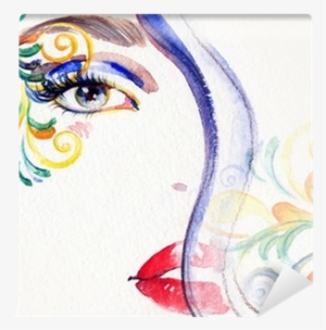 Beautiful Woman Face - Watercolor Painting