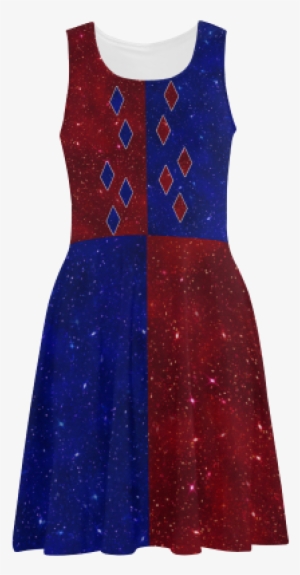 Sparkle Red Blue Harlequin Atalanta Sundress - Day Dress