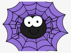 Cute Spider Clipart - Spider On Web Clip Art Black And White