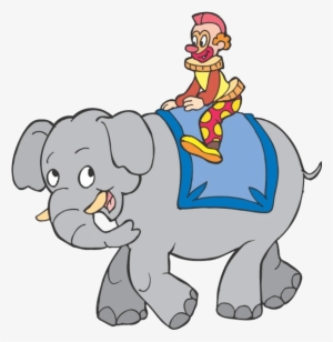 Cartoon Circus Elephant - Clown And Cartoon Elephant