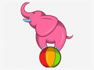 Cartoon Circus Elephant - Elephant On A Ball Clipart