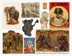 Collage Sheet Elephants Freubels-freebies - Art Print: The Circus Procession, 1888, 11x14in.