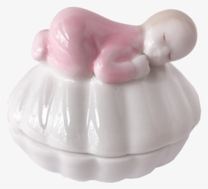 Porcelain Baby Keepsake Box With Rosary - Figurine