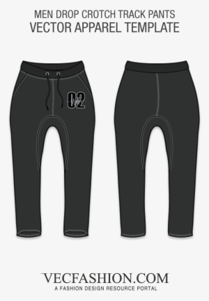 Drop Crotch Track Pants Template - T Shirt Raglan Vector
