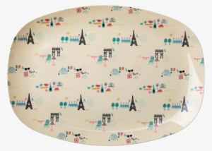 Rectangular Melamine Plate With Paris Print - Plate