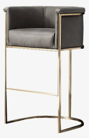 Wexler Barrelback Leather Stool, Brushed Brass And - Club Chair