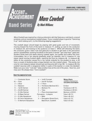 More Cowbell Thumbnail More Cowbell Thumbnail More - Accent On Achievement, Bk 2 By Professor John O'reilly