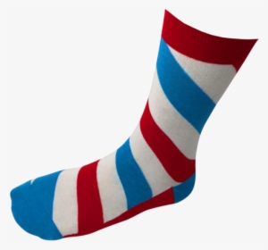 Men's Colorful Stripe Crew Socks W/ Barber Blue, Red - Sock