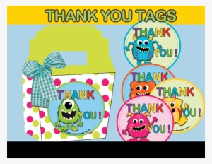 Little Monster Favor Tags, Thank You Stickers Instant - Party