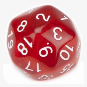 30 Sided Translucent Red With White Numbers Polyhedral