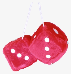Dice Fuzzy Red Fur White Dots - Pink Fluffy Dice Png