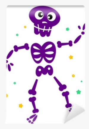 Cute Dancing Skeleton Isolated On White Wall Mural - Skeleton Cartoons