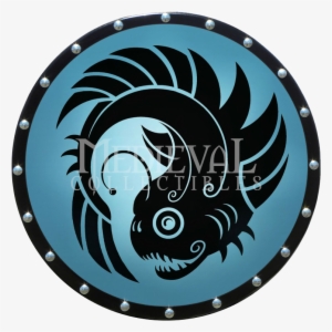 Round Greek Lantern Fish Wooden Shield - Round Shield Logo