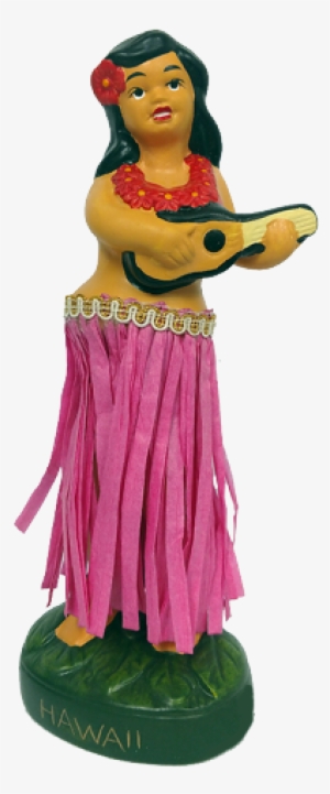 Wiggly Hula Girl And Ukulele With Pink Hula Skirt - Grass Skirt