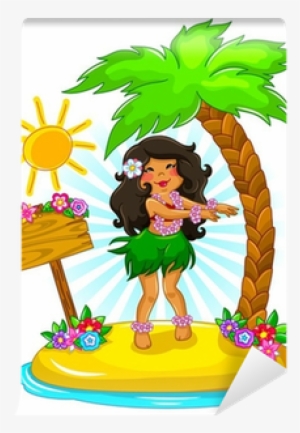 Girl Dancing Hula On A Tropical Island Wall Mural • - Palabra Ula Ula