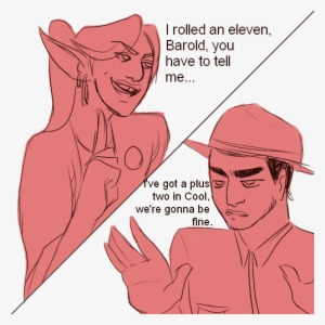 Two Monochromatic, Red Line Drawings Of Taako And Duck, - Cartoon