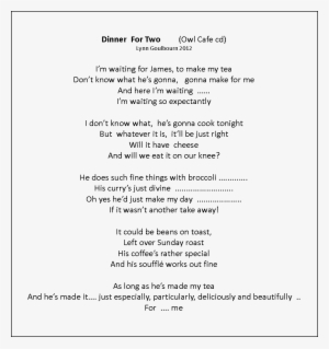 Dinner For Two Png - Song Tea And Toast Full Lyrics