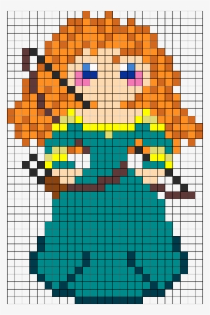 Merida Perler Bead Pattern / Bead Sprite - Pixel Art Disney Princesse