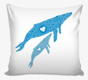 Humpback Whale Mama And Baby 16 X 16 Pillow - Pitbull Yoga