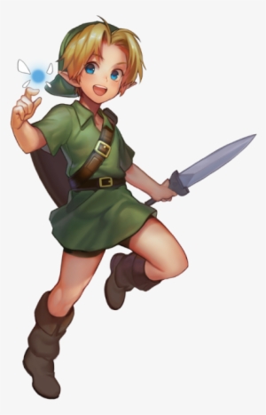 Art Gaming Link Legend Of Zelda Navi Ocarina Of Time - Young Link And Navi